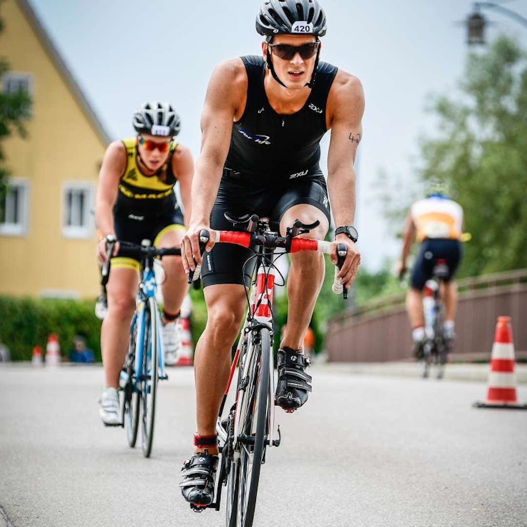 Outdoor Fitness Trainer Marius beim Triathlon